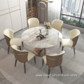 Luxury Iron Marble Round Dining Table With Turntable